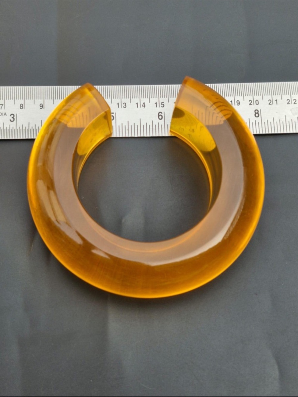 Transparent Citrine Resin Cuff Bracelet Bangle - Amber Yellow - Picture 6 of 7